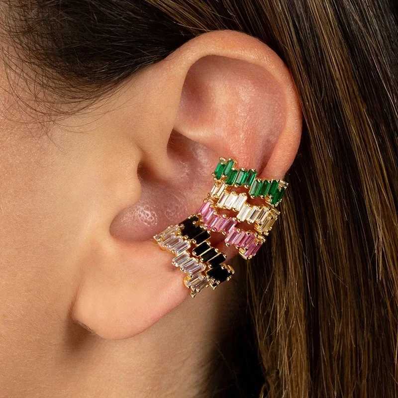 1 piece of stainless steel cubic zirconia ear clip suitable for women with adjustable C-shaped non perforated cuff earrings fashionable jewelry W24101