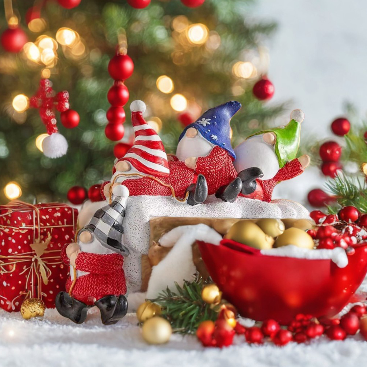 Christmas Christmas Decorations Resin Statue Bookshelf Collectible Gnome Characters