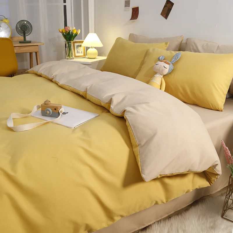 Mustard Yellow Comforter Sets King Bedding Comforter Sets Cotton Quilts King Size Modern Blankets Soft Durable Luxury Bed LinensXJ241015