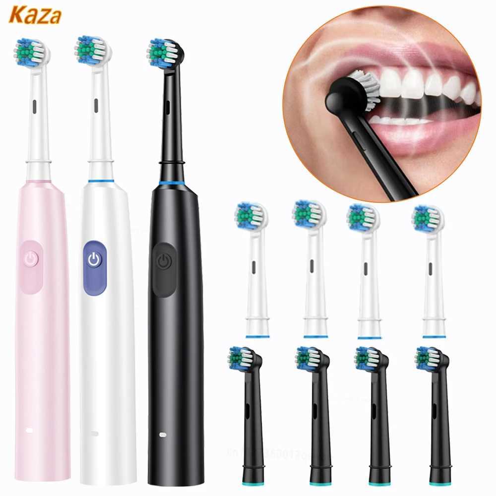 Rotating electric toothbrush with 3D round head soft brush and rechargeable electric toothbrush for adult teeth whitening M241017