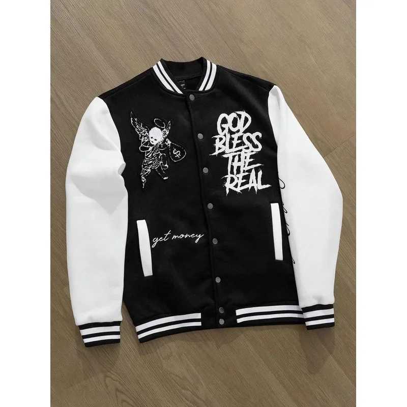 Manfinity Sportsy Mens Printed Simple Long Sleeve Baseball Jacket Bomber Jacket Mens Jacket M241017