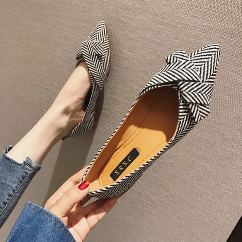 Women Flats Pointed Toe Bowknot Black Red Extra Big 43 44 45 Plus Small Size 31 32 33 Lady Flat Heel Casual Shoes 241016