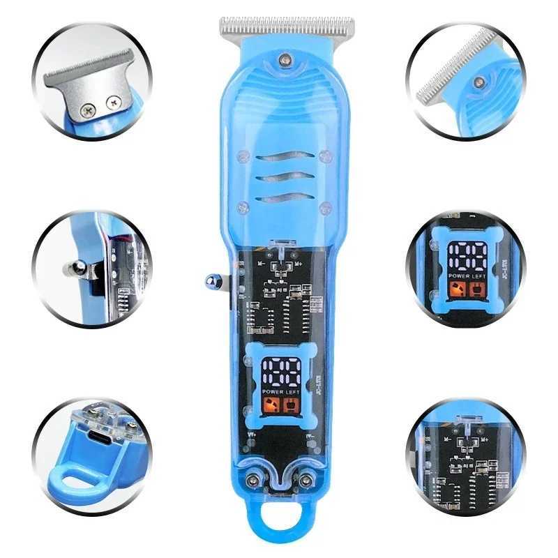 T9 Rechargeable Hair Clippers Transparent Professional Clippers Electric Hair Trimmers For Men Cordless Hair Cut Machine W241227