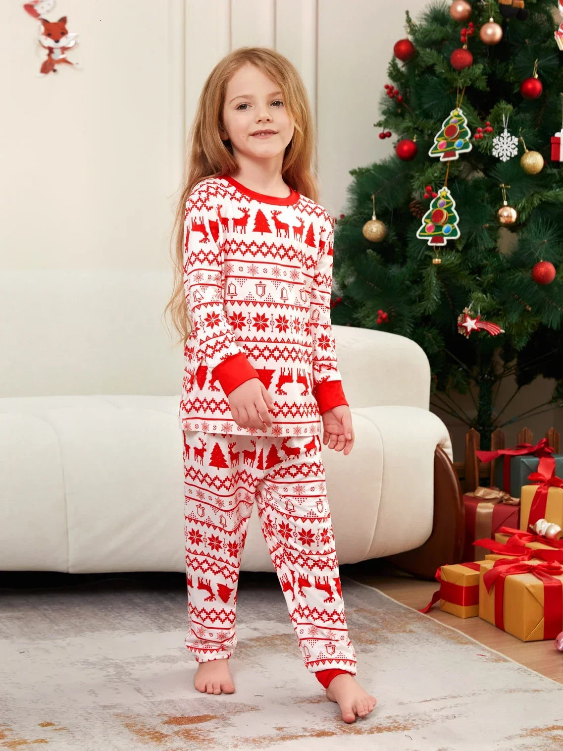 Winter Allover Print Christmas Pajamas Set Adult Kids Matching Clothes Soft Sleepwear Baby Dog Pjs Xmas Pyjamas Family Look 241017