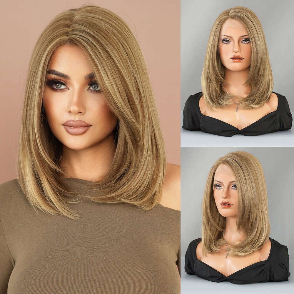T Part Front Lace Purple Red Female Full Head Cover Shoulder Straight Hair Side Split Natural Wig