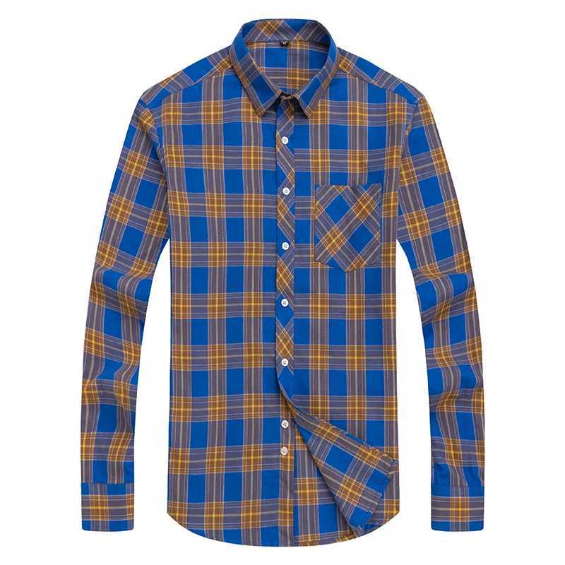 New Mens Shirts Long Sleeve Fashion 100% Pure Cotton Soft Comfortable Thin Plaid Young Casual Social Shirt Clothing S-8XL LX241017