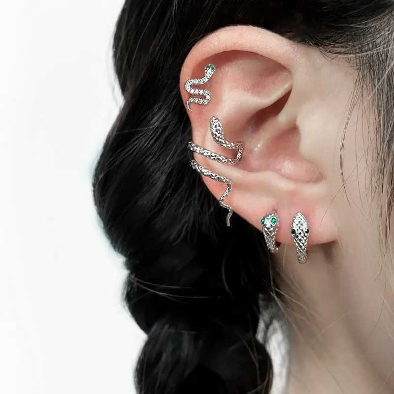 1 piece of retro snake packaging earrings cuff stud earrings mens Gothic jewelry clip earrings womens snake trend ring earrings W241017