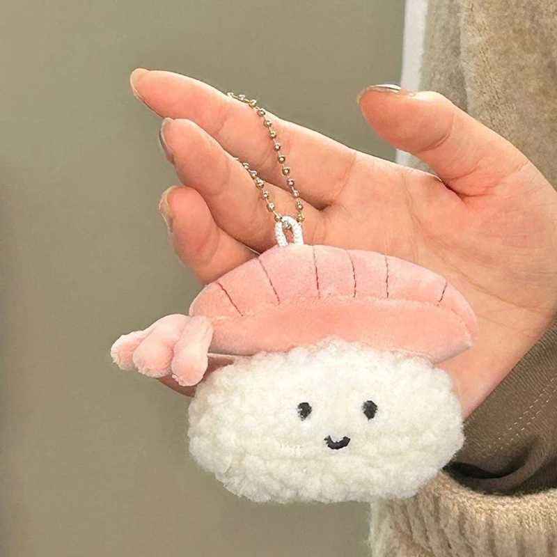 Kaii Plush Sushi Toy Keychain For Women Girls Cartoon Fashion Doll Key Ring Pendant Bag Decoration Accories GiftsXJ250116