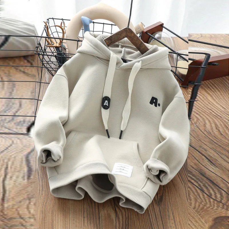 Winter Boys Hooded Sweatshirt Children Warm Thicken Hoodies Kids Daily Casual Plus Velvet Coat Teens Fashion Clothing 241017