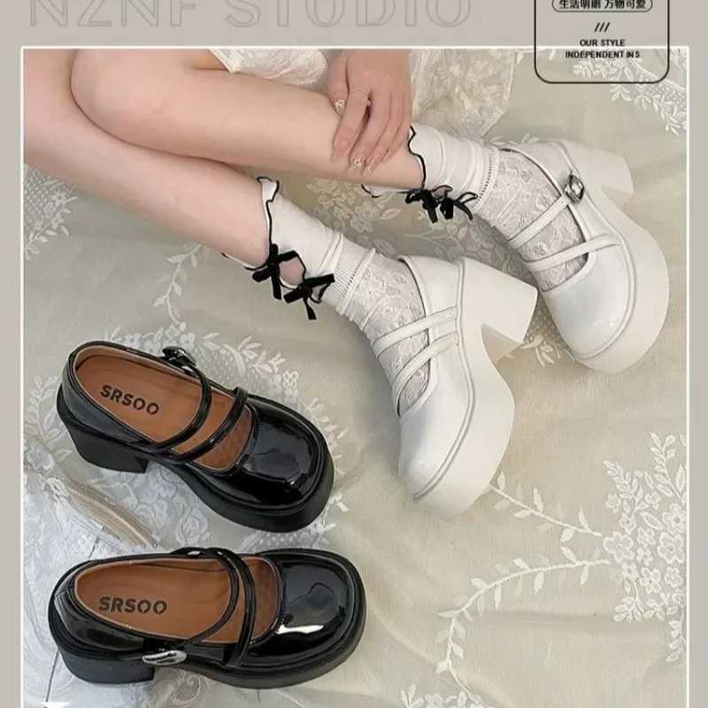 New womens high heels Mary Jane shoes Sweet Lolita style Gothic thick soled high heels Womens plus ankle buckle party shoes Y241017