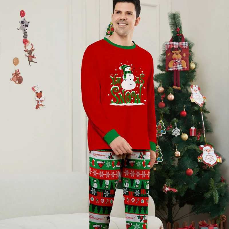 Christmas Family Matching Set Pajama Clothing Set Cartoon Snowman Printing Mother Children Baby Christmas Family Appearance Pajama W241015
