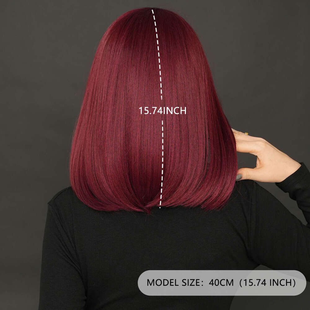 T Part Front Lace Purple Red Female Full Head Cover Shoulder Straight Hair Side Split Natural Wig