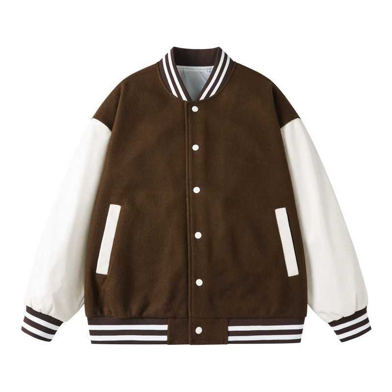 Unisex school team jacket new fashion patch work button leather sleeves sports jacket womens team baseball jacket customization M241017