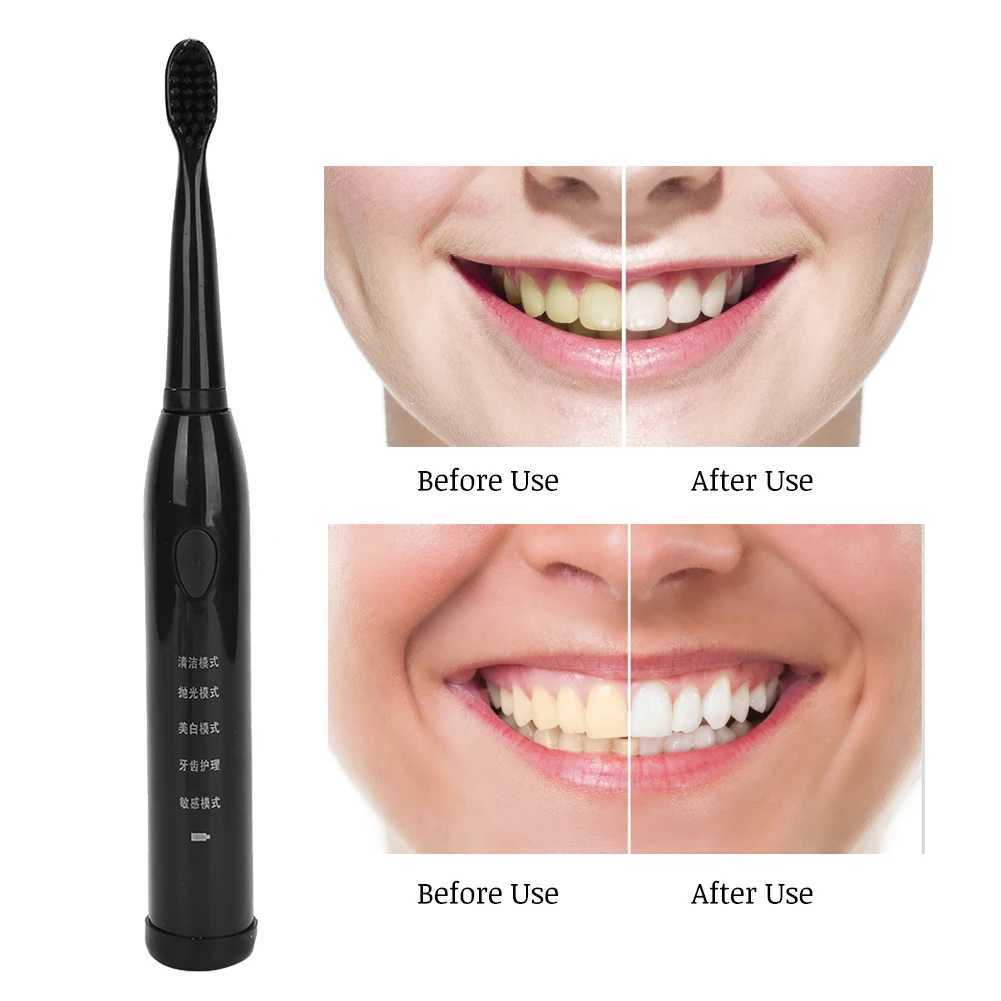 Automatic sonic electric toothbrush for adults with 4-pcs replacement brush head USB charging with protective cover for teeth whitening M241017