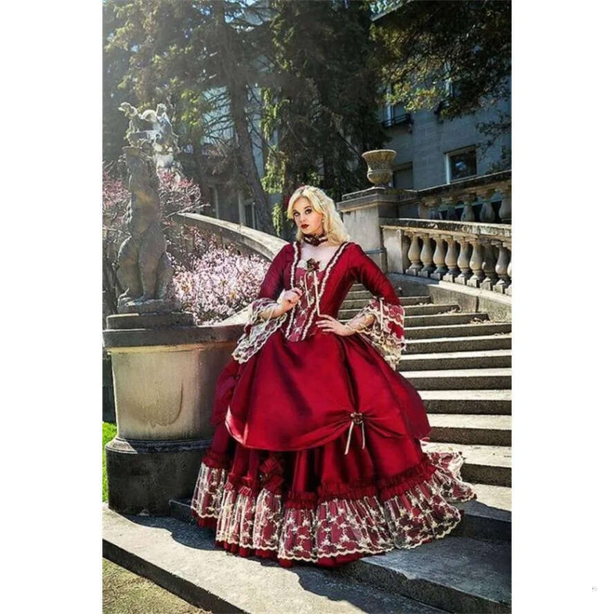 A Sy Princess Medieval E Wedding Gowns Victorian Halloween Masquerade Ball Gown Queen Puffy Red Sweet 16 Bridal Party Dresses