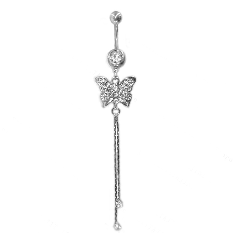 Zircon Crystal Belly Button Ring Dangle Wing Piercing Nombril Ombligo Surgical Steel Barbell Heart Round Navel Stud Body Jewelry