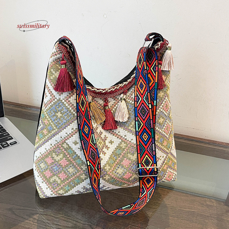 Large capacity ethnic style handbag 2024 new commuting armpit women Instagram versatile single shoulder crossbody bag for going out #16 swissmilitary
