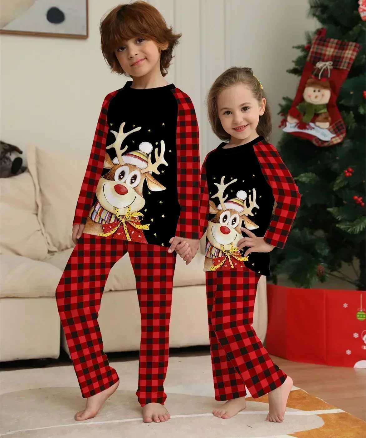 2024 New Christmas Family Pajama Set Mom Dad Child Baby Match Set Elk Printed Cute Pajama Christmas Appearance Clothing Set Pajama W241015