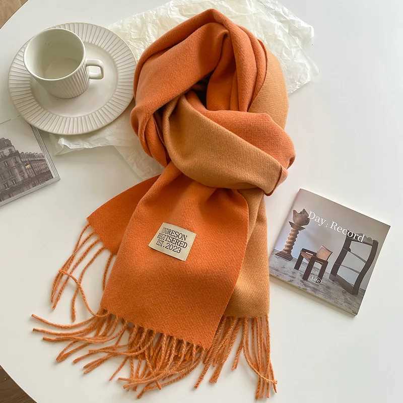 2024 New Warm Double Cashmere Scarf Big Shawl Winter Warm Soft Fashion Brand Bandana Womens Pashmina Tassel Blanket X241017