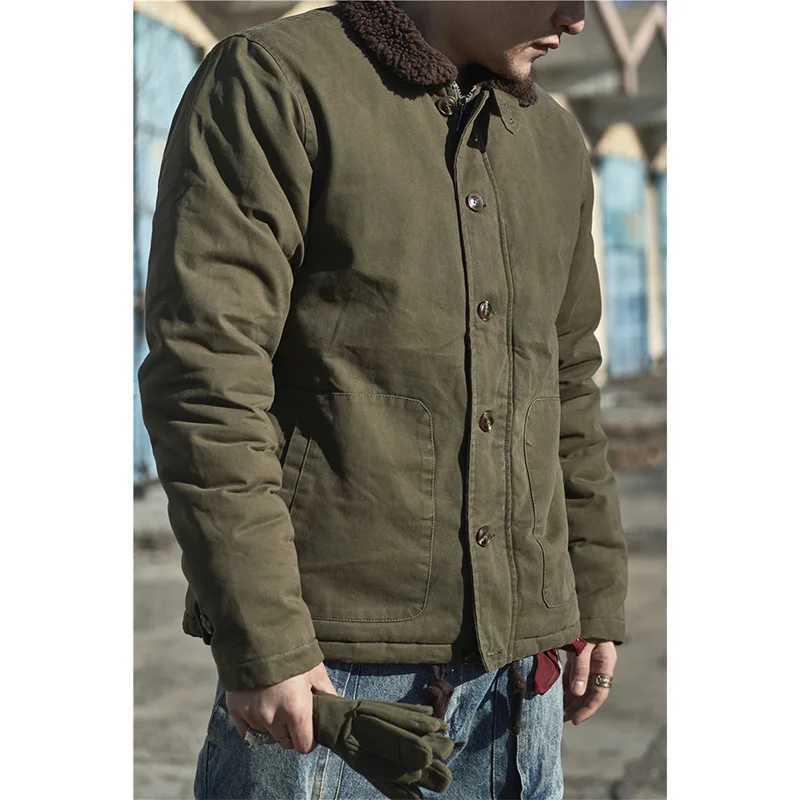 Lamb Wool Plush Warm Cotton Jacket Mens Winter Thicken Military Overcoat Navy N1 USN Men Coat TopsXJ241017