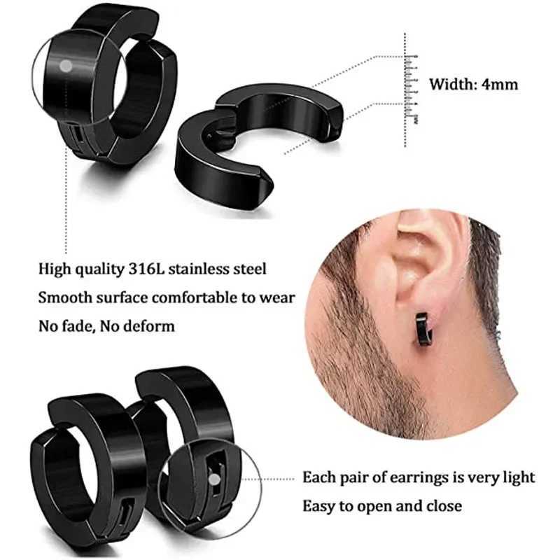 2 pieces of mens fashionable earrings with non-magnetic zircon stainless steel fake earrings set unisex style no perforation clip earrings jewelry W24