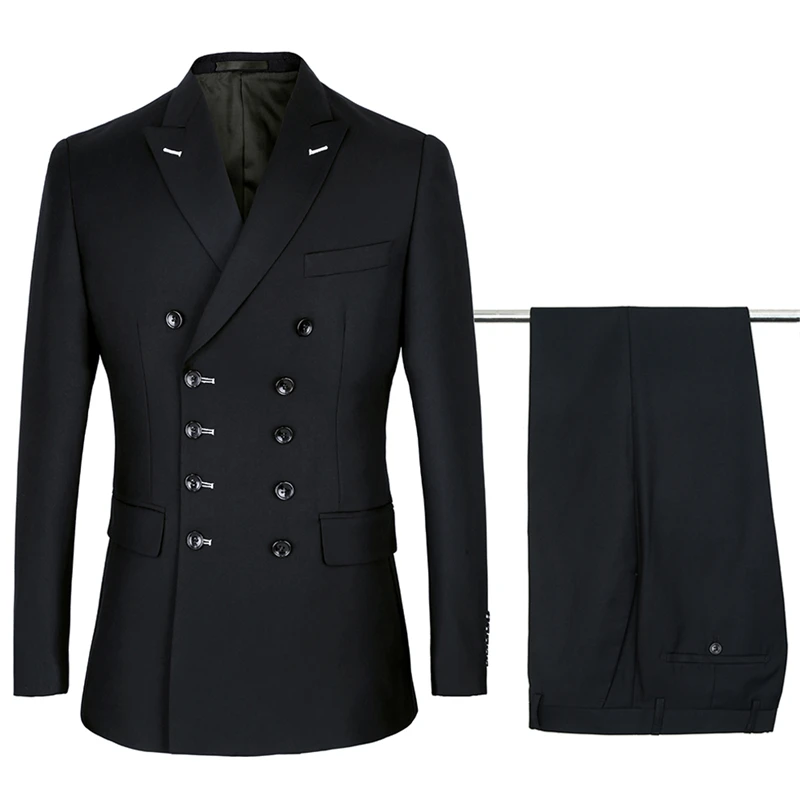 Slim Fit Men Suits With Double Breasted For Wedding Groom Tuxedo 2 Pieces Male Fashion Set Jacket Pants Gentleman Costumes