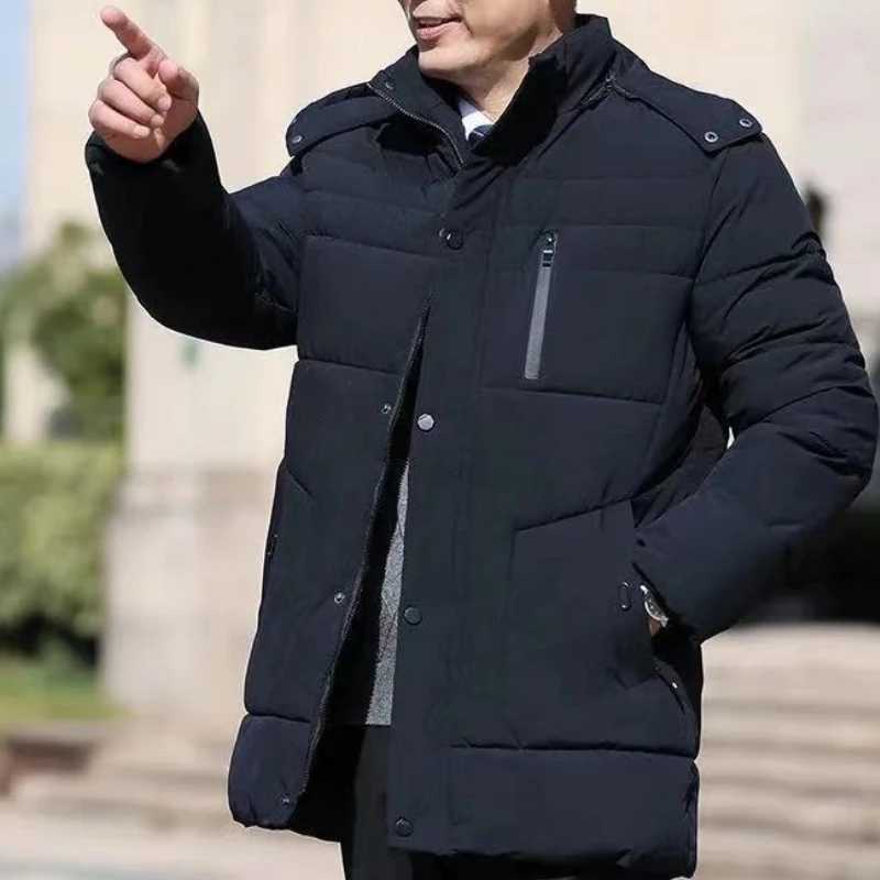 Winter mens jacket wool thick warm Parkas waterproof hooded jacket windproof jacket zipper pocket Parka fluffy jacket X241017