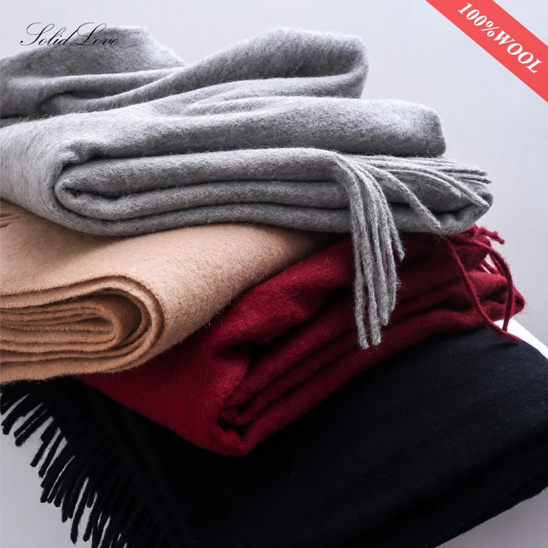 Solidlove Wool Winter Scarf Womens Adult 100% Fashion Cashmere Raincoat Bag 241009