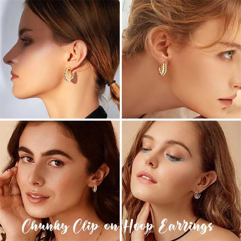 European and Geometric C-type Painless Hollow Ear Clip Metal Personality Simple Airless Earplugs W241017