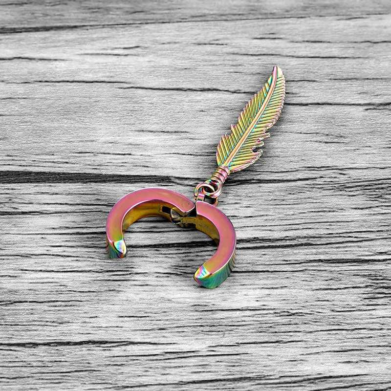 Mens womens mens womens fashion design leaf hoop earrings punk hanging earrings jewelry W241017