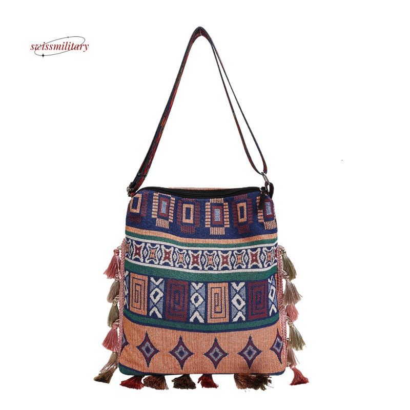 Ethnic women's 2024 new large capacity tote Bohemian style single shoulder cloth bag #15 swissmilitary