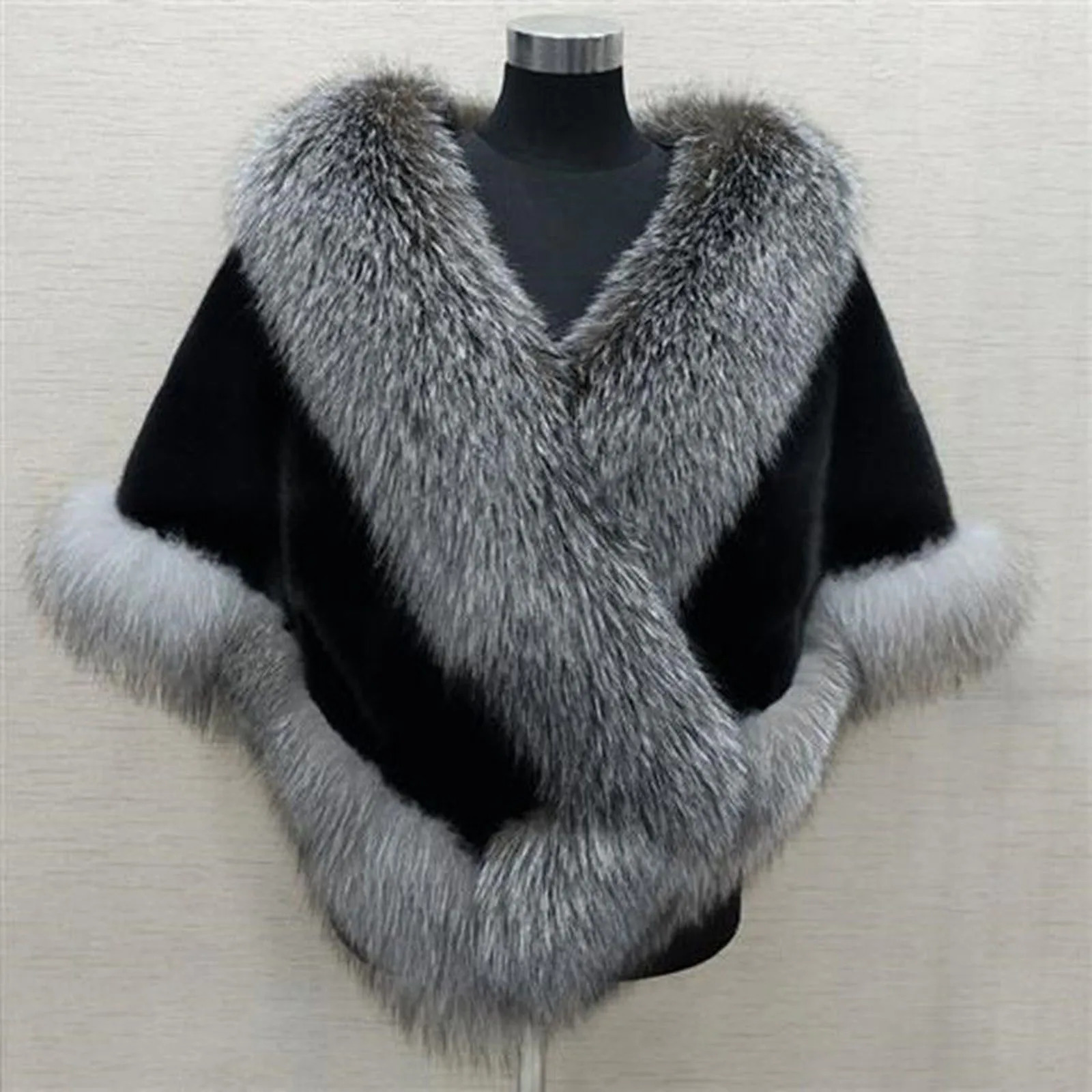 Elegant white faux fur wrapped shawl for autumn wedding brides night party warm scarf wrapped soft mink fox fur dress 241007