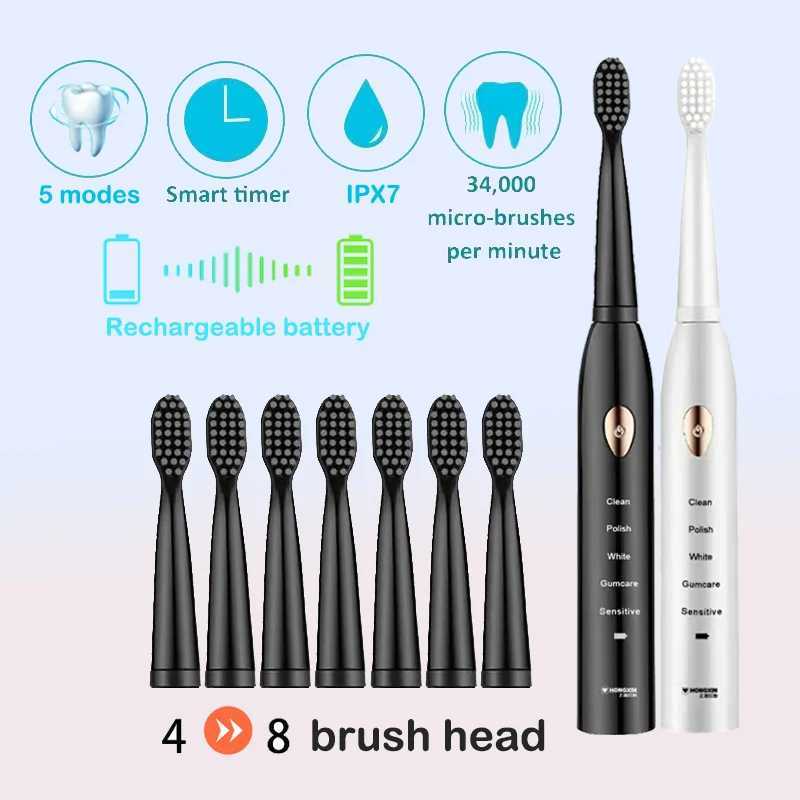 Cleaning adult black and white classic acoustic electric toothbrush adult 5-speed USB charging IPX7 waterproof acoustic electric toothbrush M241017