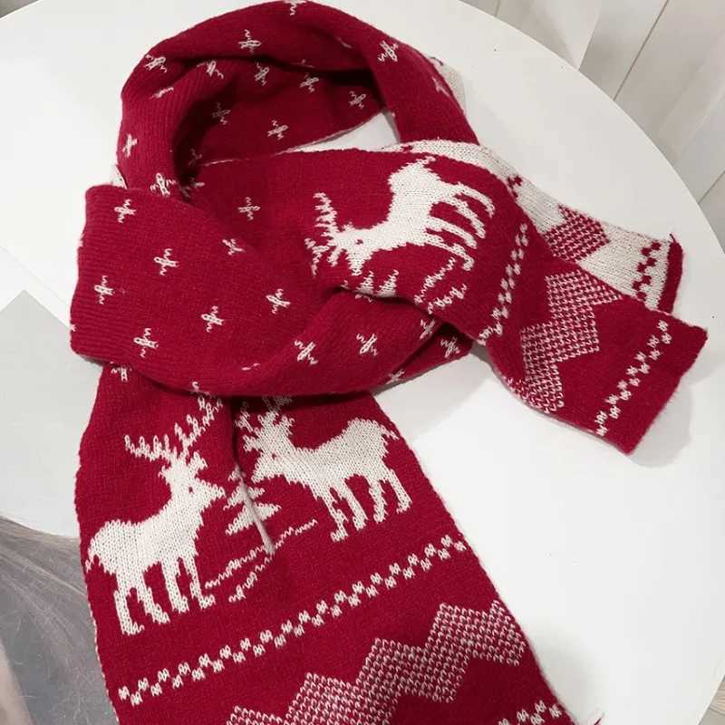 Christmas Big Deer Scarf Autumn Cold Large Area Warm Knitted Collar Holiday Cute Couple Elk Collar Warm X241017