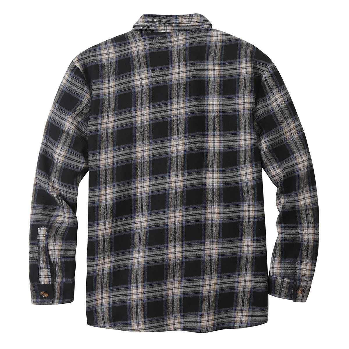 Casual camisas de hombre Winter Thick Plaid Shirts For Men Long Sleeve Sherpa Lined Shirt Fleece Jacket LX241017