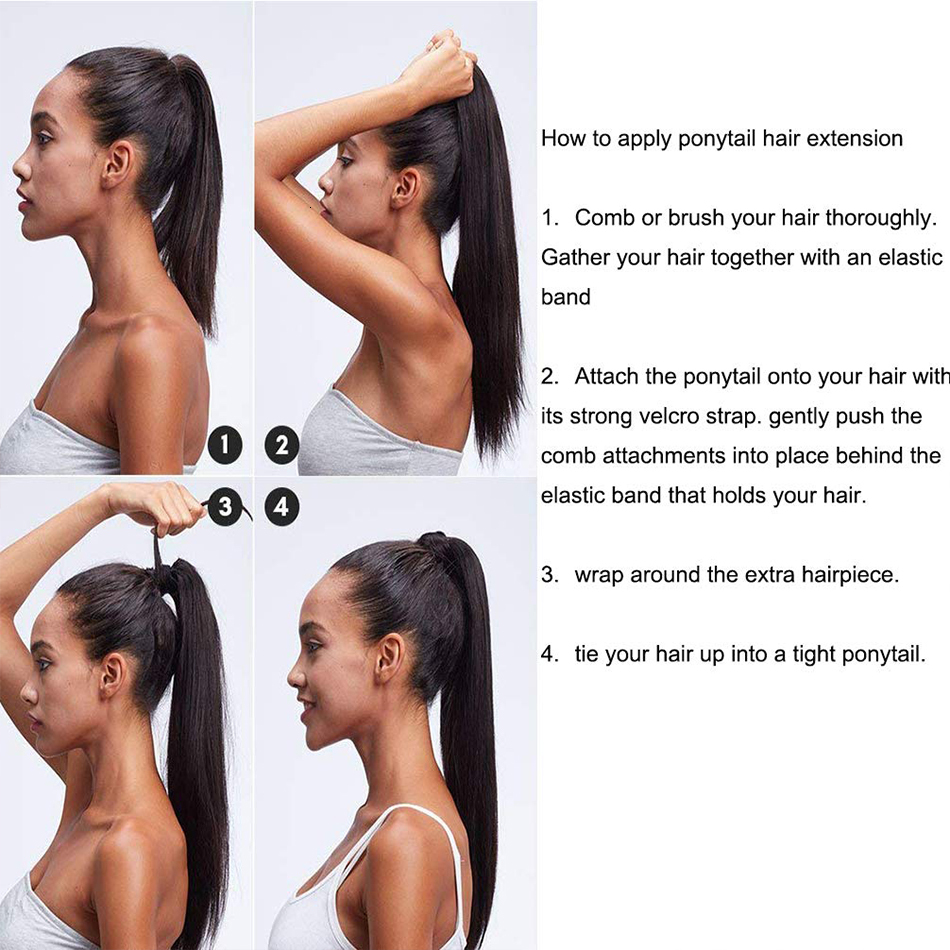 100G Clip In Extensions Ponytail Humans Hair Straight Wrap Around Drawstring Brazilian Hairpiece For Black Women