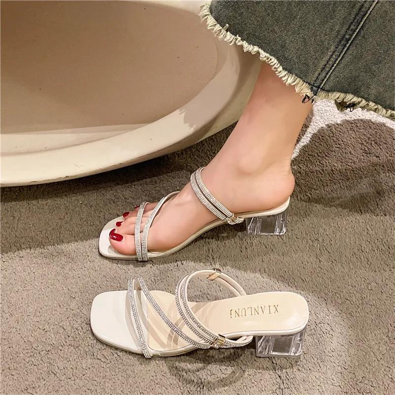 Sandals For Women S Summer Outings New Appearance And Temperament Crystal Thick Soled Internet Famous High Heels Ddmythur