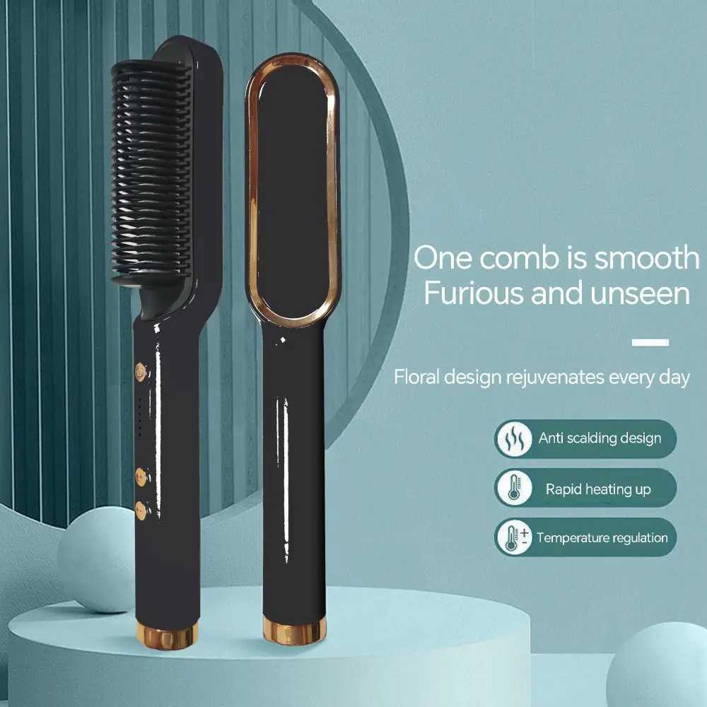 Professional Heating Comb Hair Straightener Brush Negative IonNot Hurt Hair Portable And Heating Electric Straightening BrusXJ241016