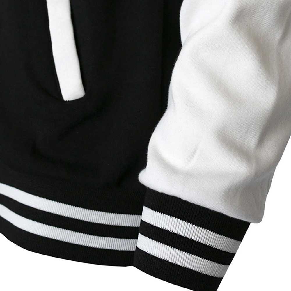 Black white solid color loose oversized casual mens baseball shirt personalized street jacket warm wool sweater M241017