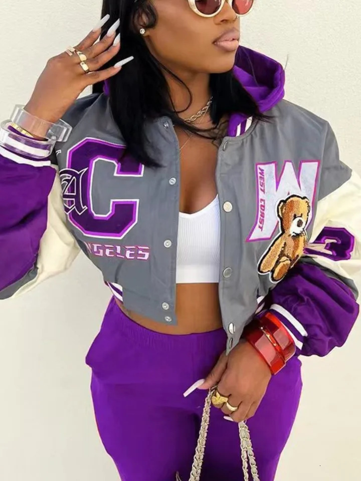 LW Plus size autumn two-piece crop jacket letter decoration topsolid color pants set womens warm hooded jacket and pants 2-piece set 241017
