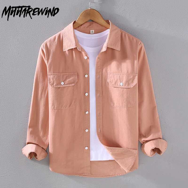 American Style Cargo Shirt Men Spring Autumn Mens Long Sleeve Shirts Pockets Pure Cotton Causal Shirts Comfortable chemise homme LX241017