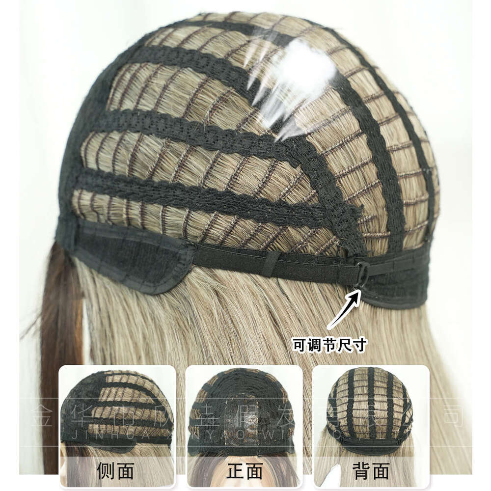 Tik Tok Full Headset Layered Black Crossdye Gold Wig Middle Split Long Hair