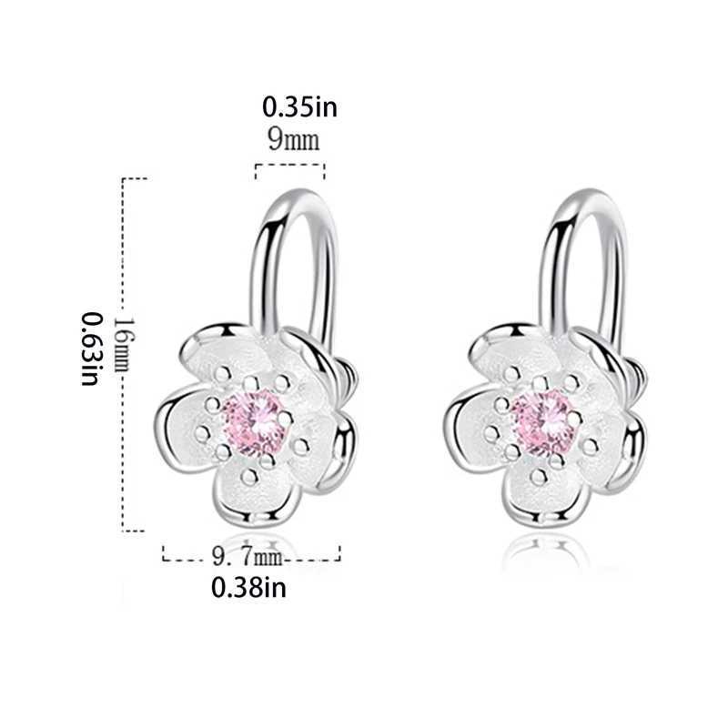 Korean style crystal cherry blossom earring clip non perforated suitable for girls parties sweet silver non perforated ear clip W241017