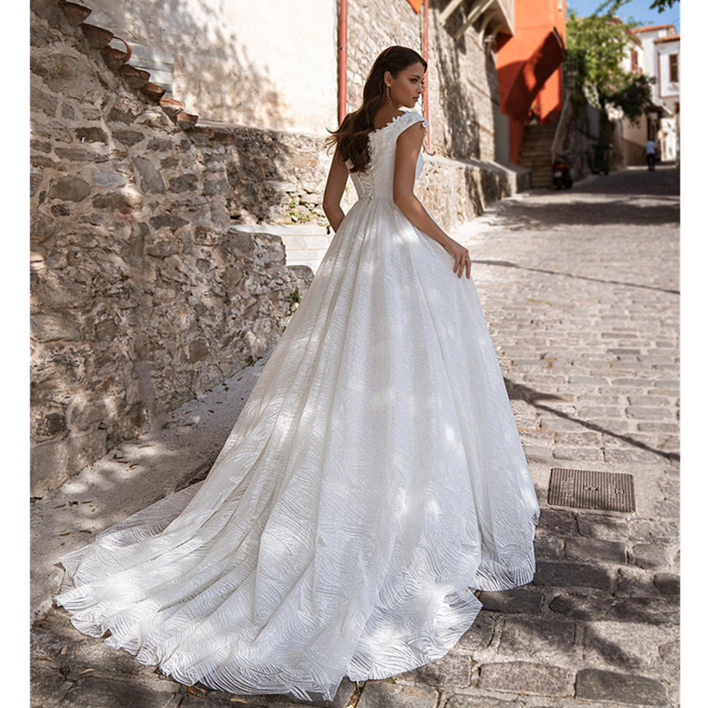 Vintage Sleeveless V Neck A-Line Wedding Dresses 2024 Appliques Lace Party Princess Bride Gown Plus Size Vestido De Novia