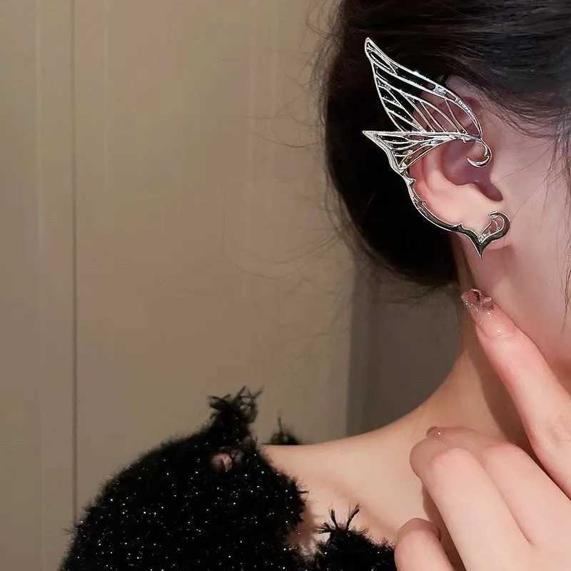 Silver plated metal elf ear cuffs butterfly ear clips womens stainless steel fairy clip earrings wedding girls jewelry gifts W241017