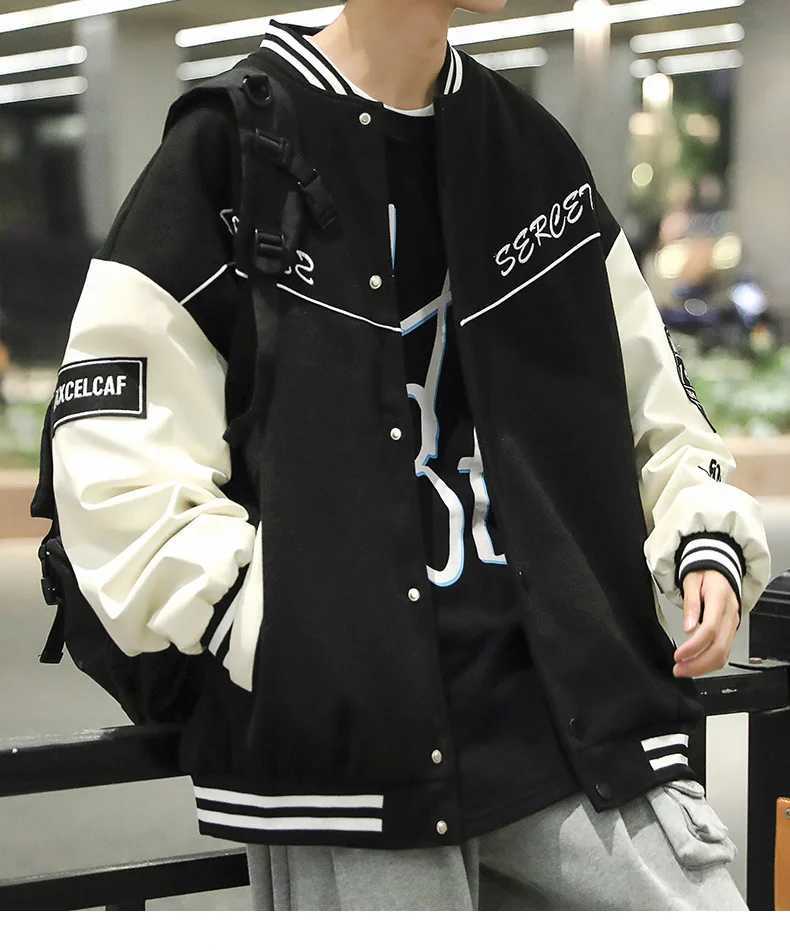 High Street Spring Autumn Baseball Jacket Mens Letter Reflecting Harajuku College Bomber Jacket Mens Super Large S-4XL Tank Top Mens M241017