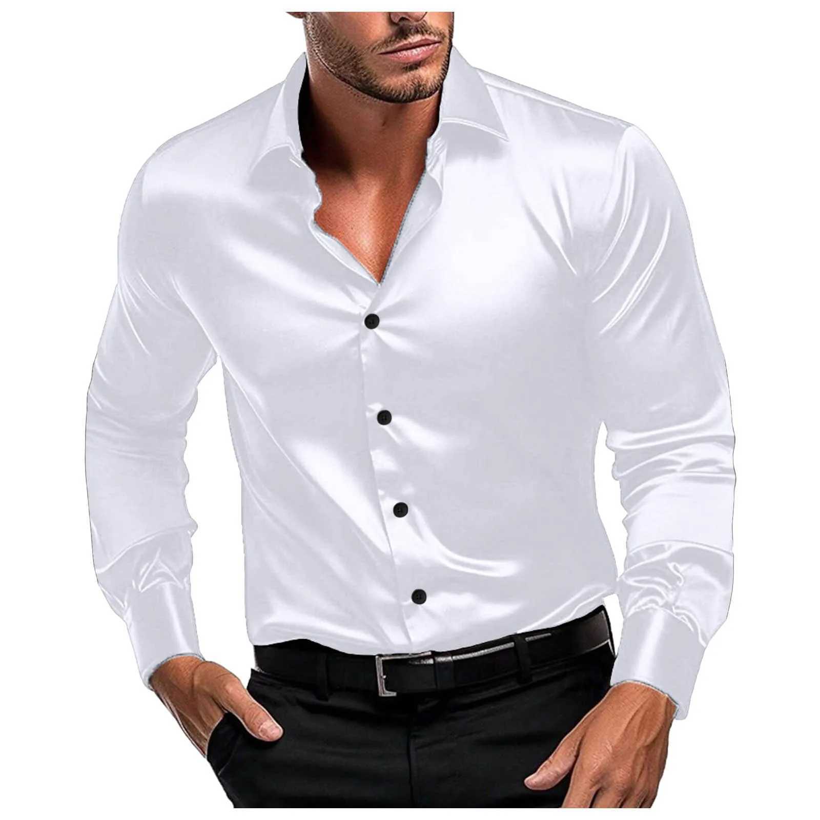 Autumn Clothing Mens Light Luxury Dress Shirt Business Leisure Long Sleeve Button-down Drapped Solid Color Basic Shirt S-2XL LX241017