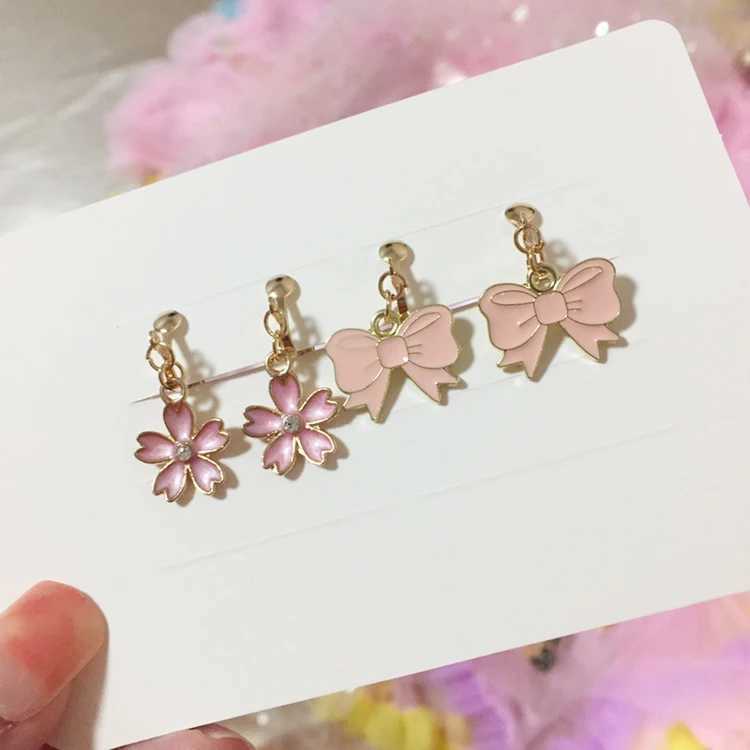 2 pairs/set 2 pairs/set newly arrived cute white cat butterfly clip earrings for children and girls jewelry without perforations for children W241017