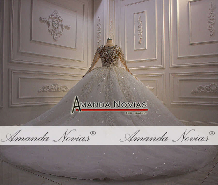 New design full beading puffy wedding gowns real sample good price dress