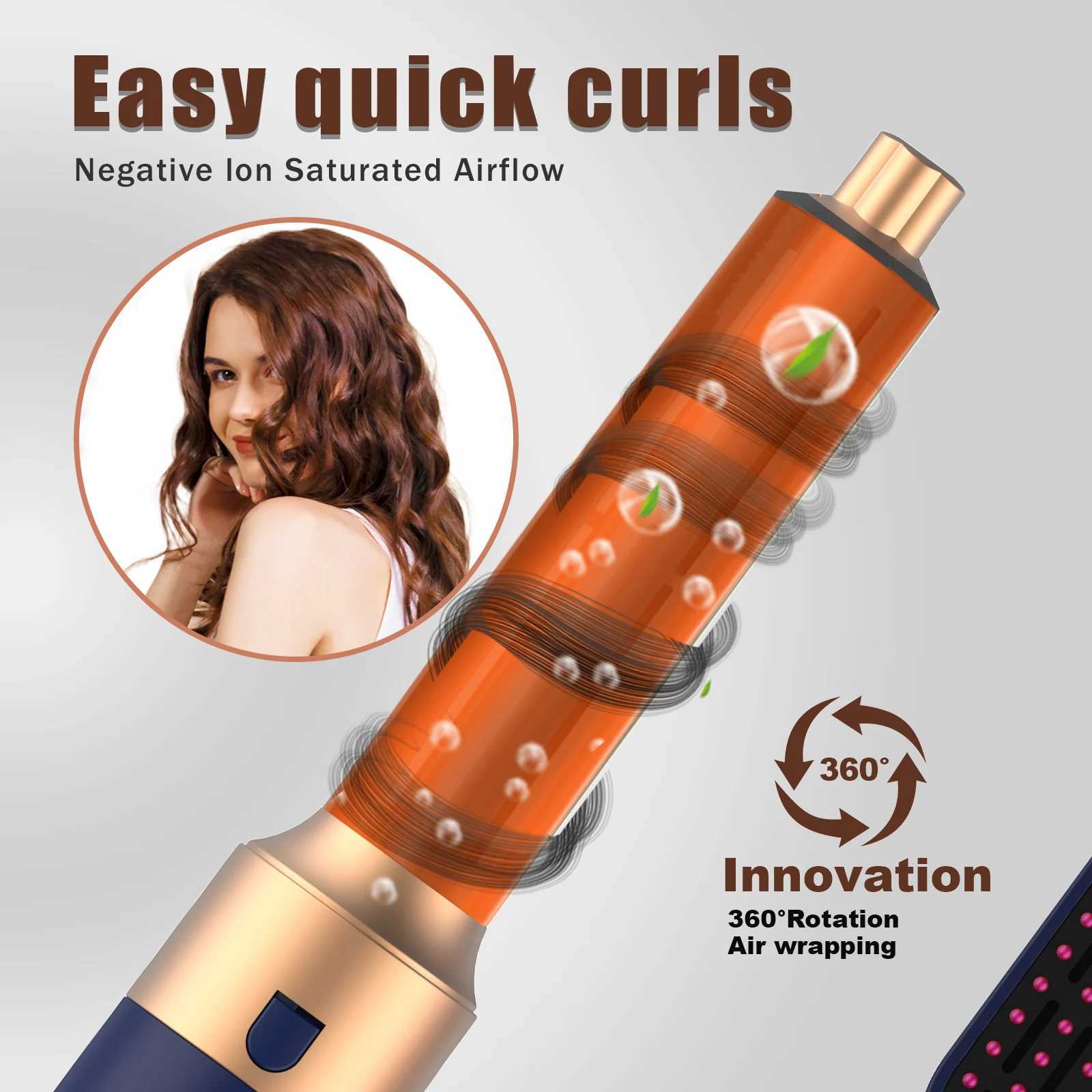 5-in-1 hair removal brush multifunctional hot air brush packaging with negative ion hair removal style equipped with a curling straightener nozzleCL24